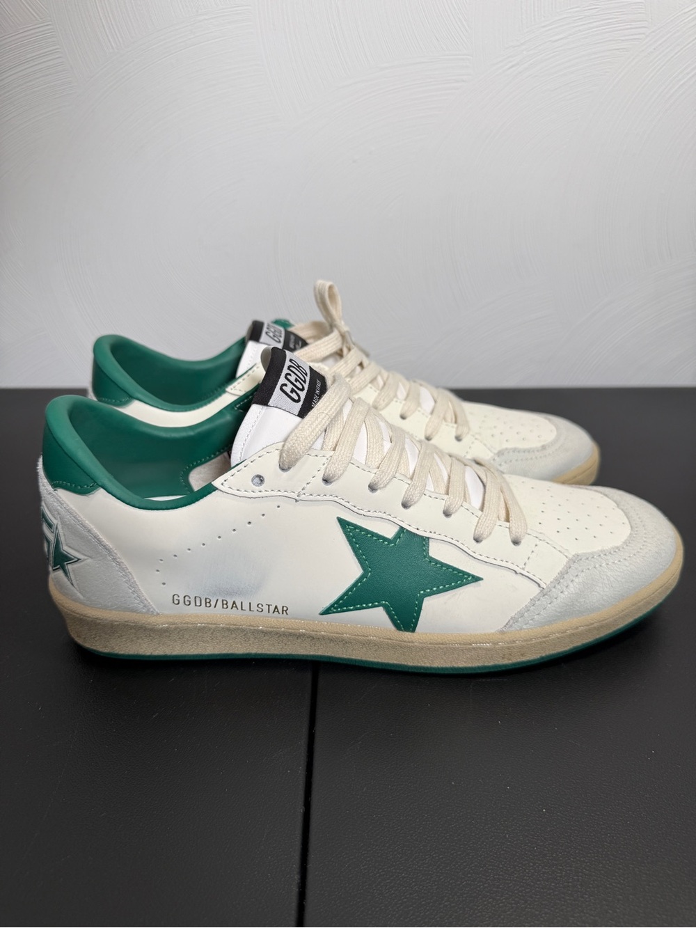 Golden Goose Ball Star Low-Top Sneakers in White & Green
